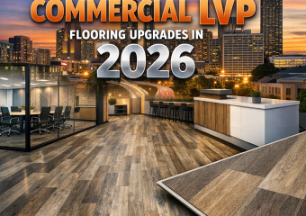 Interior of an Atlanta commercial space with newly installed LVP flooring.