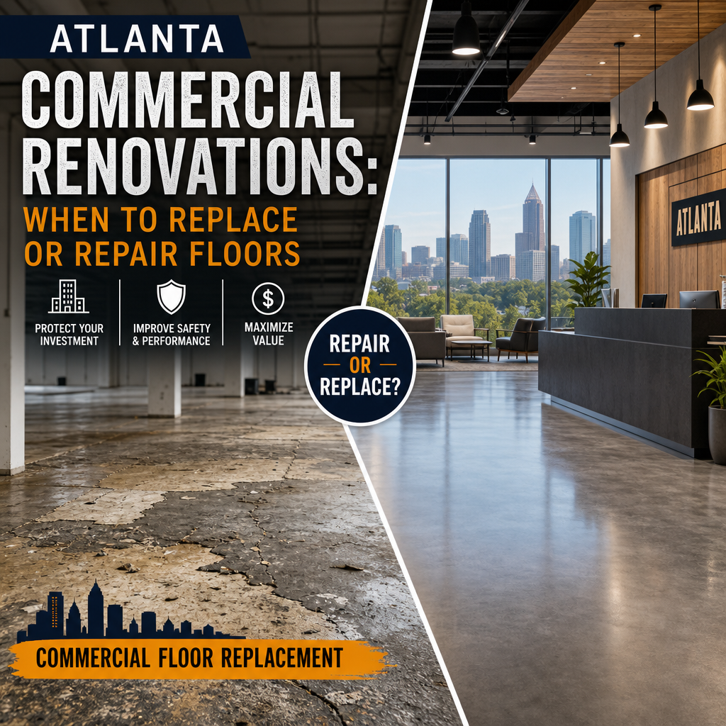 commercial floor replacement illustration for Atlanta Commercial Renovations: When to Replace or Repair Floors