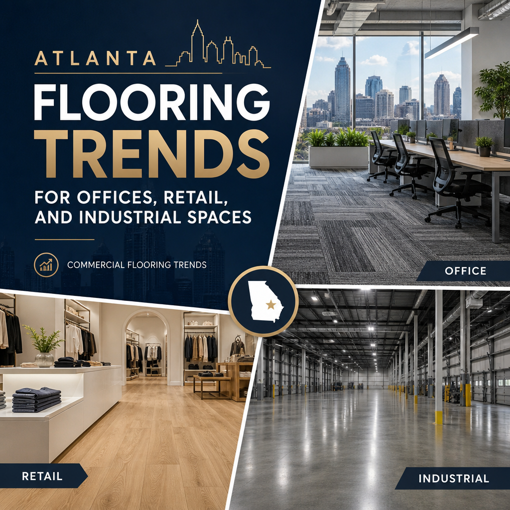 commercial flooring trends illustration for Atlanta Flooring Trends for Offices, Retail, and Industrial Spaces