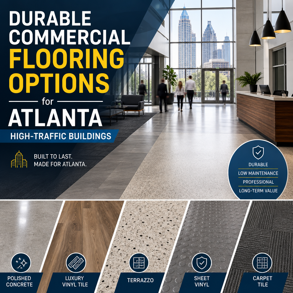 Illustration of Durable Commercial Flooring Options for Atlanta High-Traffic Buildings
