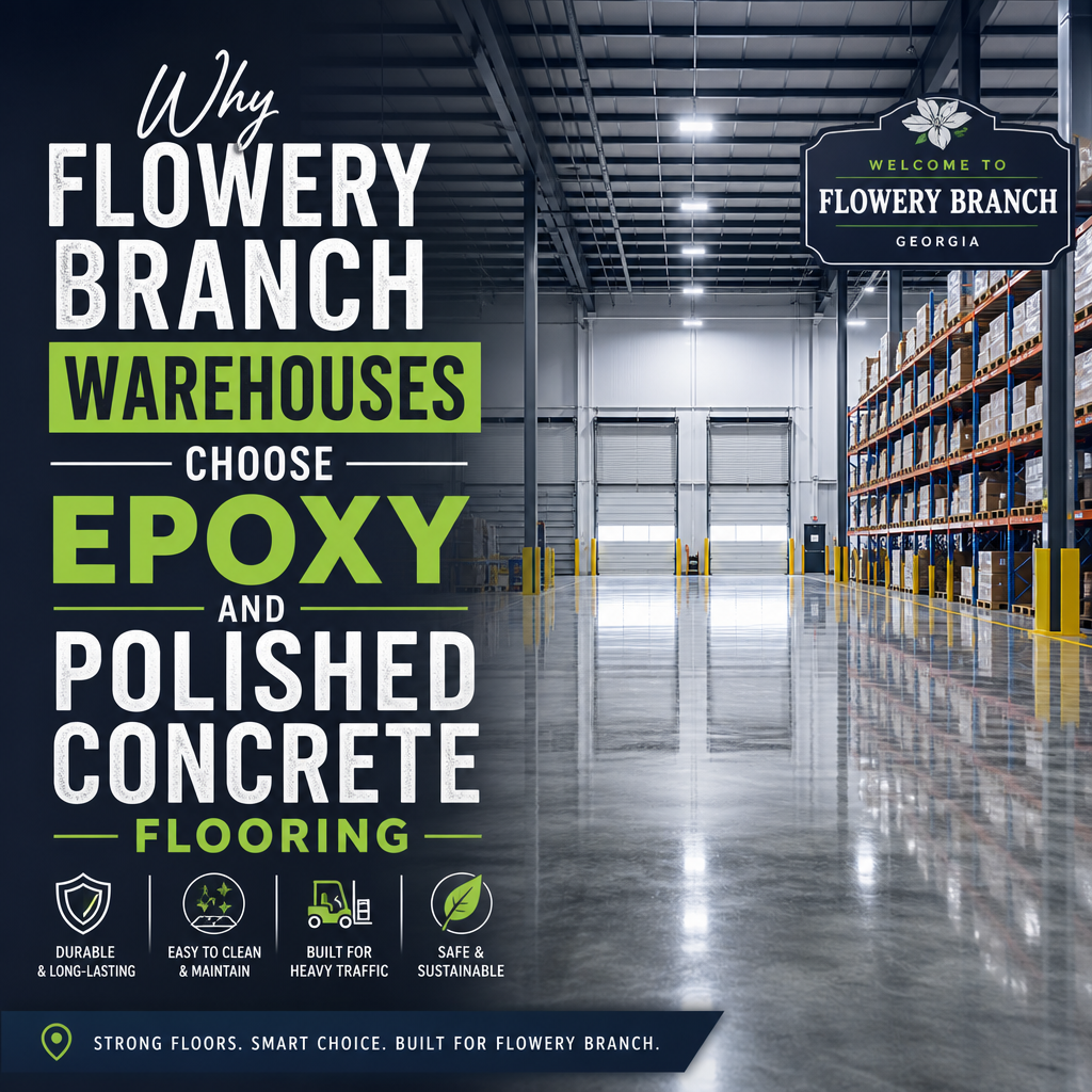 Illustration of Why Flowery Branch Warehouses Choose Epoxy and Polished Concrete Flooring